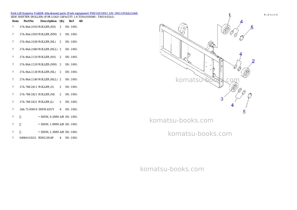 Komatsu fsh159/189-2 s/n 1001-up Parts catalog cover Page 3 Komatsu fsh159/189-2 s/n 1001-up Parts catalog cover Page 3