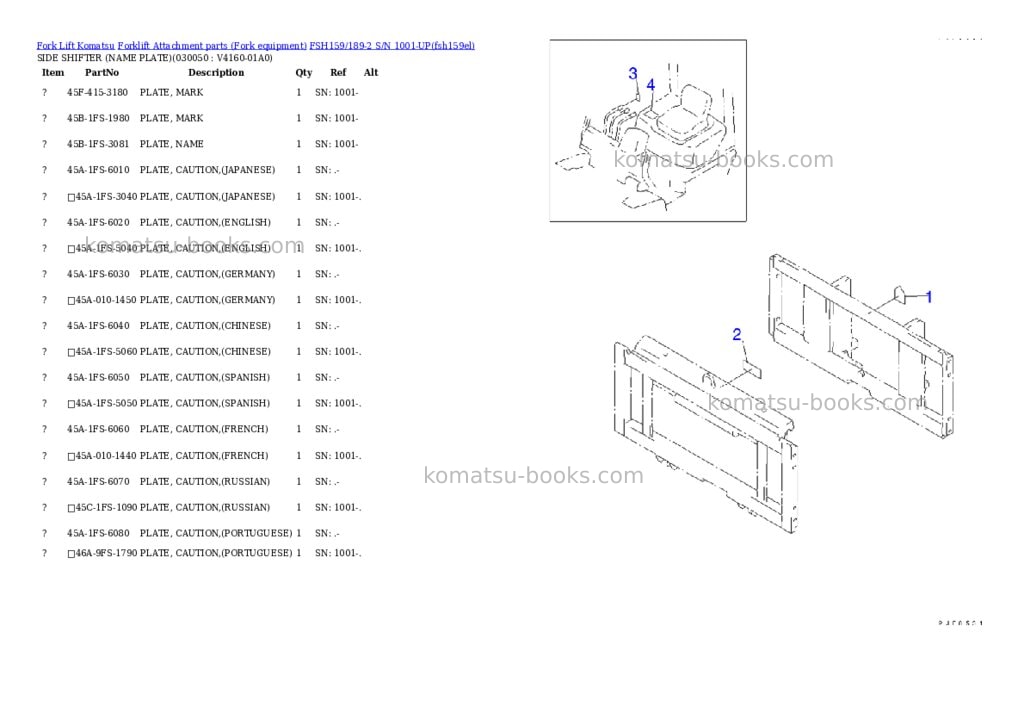 Komatsu fsh159/189-2 s/n 1001-up Parts catalog cover Page 4 Komatsu fsh159/189-2 s/n 1001-up Parts catalog cover Page 4