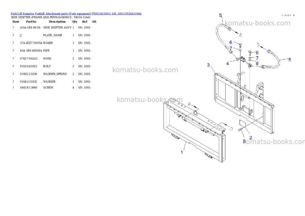 Komatsu fsh159/189-2 s/n 1001-up Parts catalog cover Page 5 Komatsu fsh159/189-2 s/n 1001-up Parts catalog cover Page 5