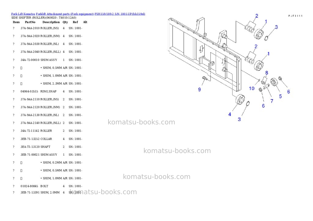 Komatsu fsh159/189-2 s/n 1001-up Parts catalog cover Page 6 Komatsu fsh159/189-2 s/n 1001-up Parts catalog cover Page 6