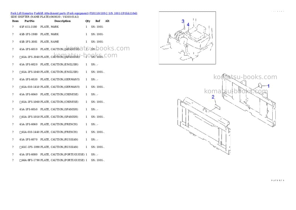 Komatsu fsh159/189-2 s/n 1001-up Parts catalog cover Page 7 Komatsu fsh159/189-2 s/n 1001-up Parts catalog cover Page 7