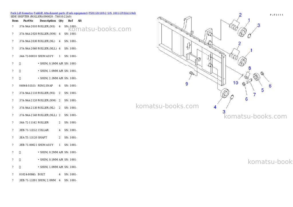 Komatsu fsh159/189-2 s/n 1001-up Parts catalog cover Page 9 Komatsu fsh159/189-2 s/n 1001-up Parts catalog cover Page 9
