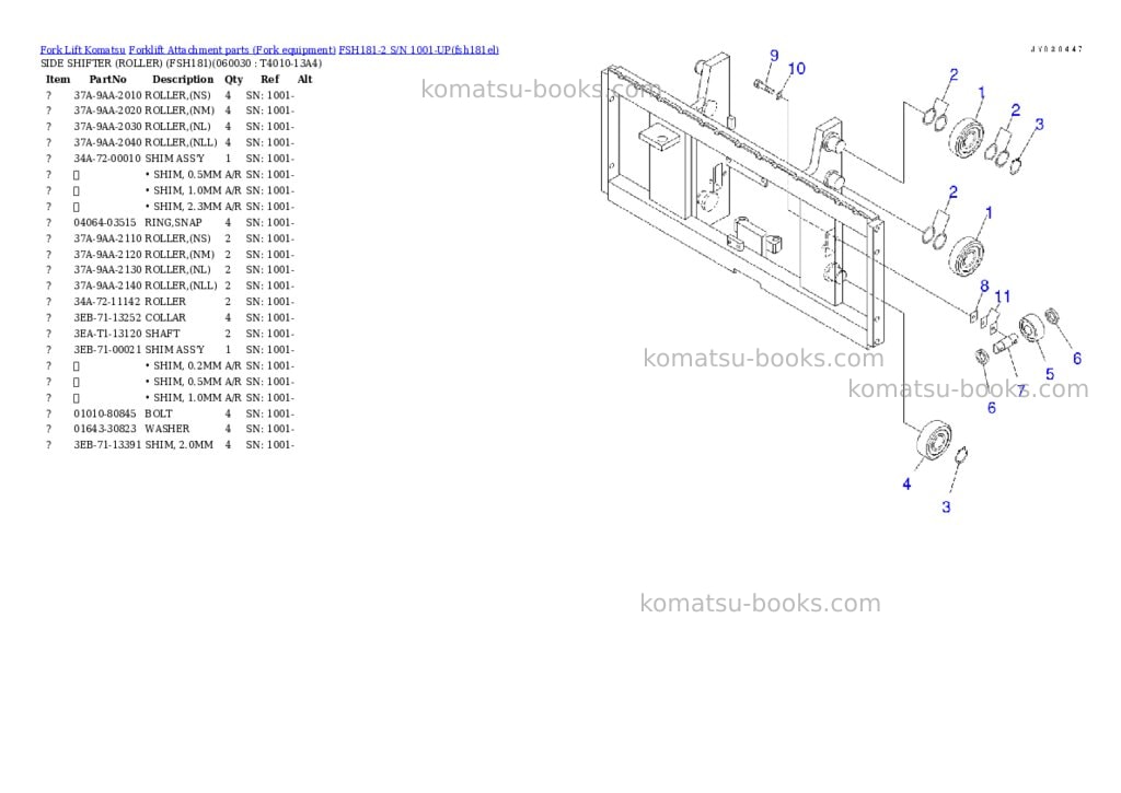 Komatsu FSH181-2 S/N 1001-UP Parts catalog cover Page 10 Komatsu FSH181-2 S/N 1001-UP Parts catalog cover Page 10