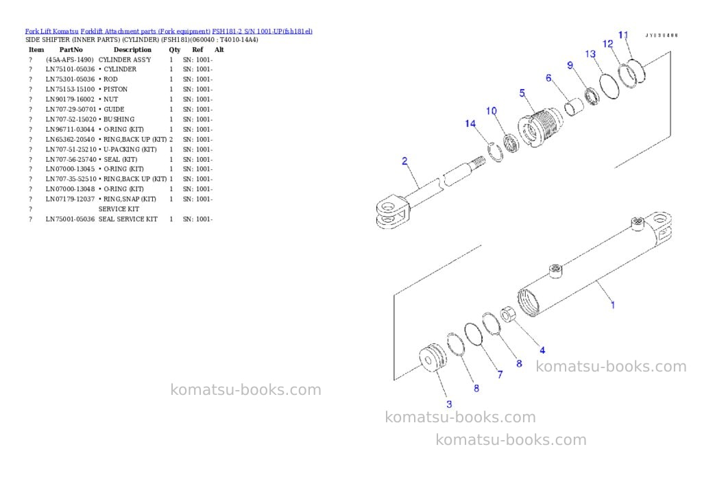 Komatsu FSH181-2 S/N 1001-UP Parts catalog cover Page 11 Komatsu FSH181-2 S/N 1001-UP Parts catalog cover Page 11