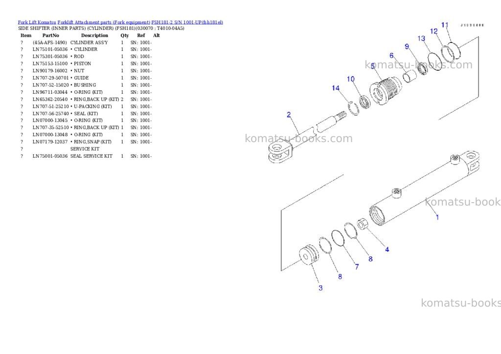Komatsu FSH181-2 S/N 1001-UP Parts catalog cover Page 7 Komatsu FSH181-2 S/N 1001-UP Parts catalog cover Page 7