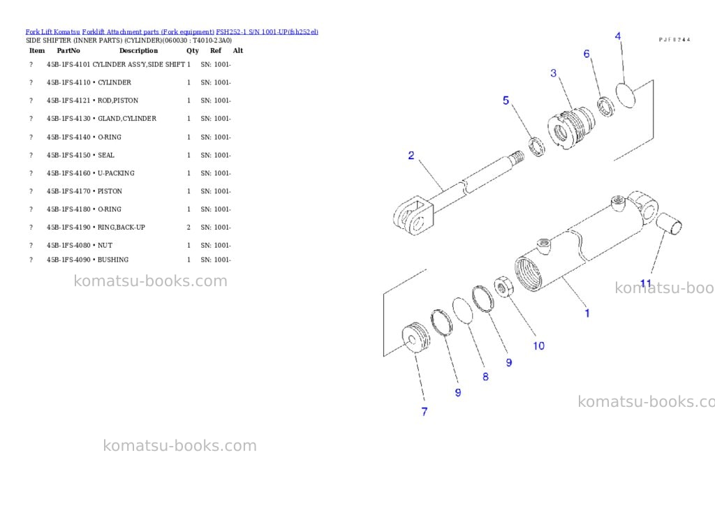 Komatsu fsh252-1 s/n 1001-up Parts catalog cover Page 4 Komatsu fsh252-1 s/n 1001-up Parts catalog cover Page 4