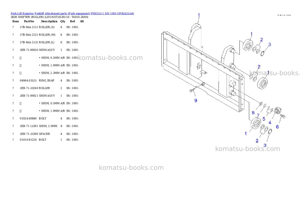 Komatsu fsh253-1 s/n 1001-up Parts catalog cover Page 10 Komatsu fsh253-1 s/n 1001-up Parts catalog cover Page 10