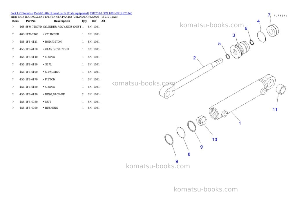 Komatsu fsh253-1 s/n 1001-up Parts catalog cover Page 2 Komatsu fsh253-1 s/n 1001-up Parts catalog cover Page 2