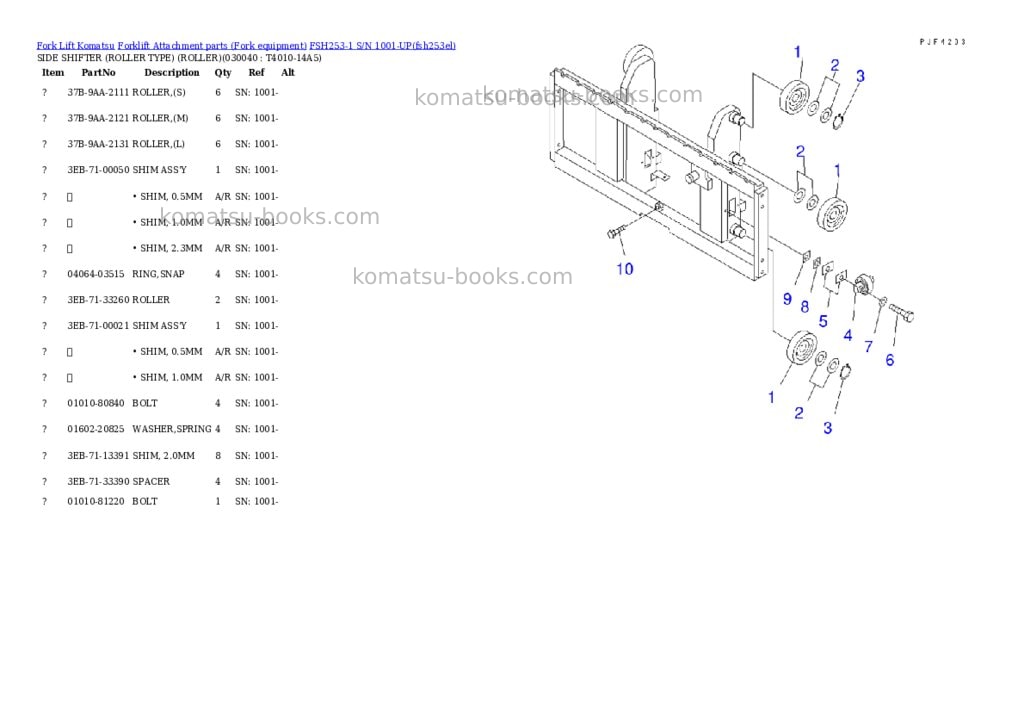 Komatsu fsh253-1 s/n 1001-up Parts catalog cover Page 3 Komatsu fsh253-1 s/n 1001-up Parts catalog cover Page 3