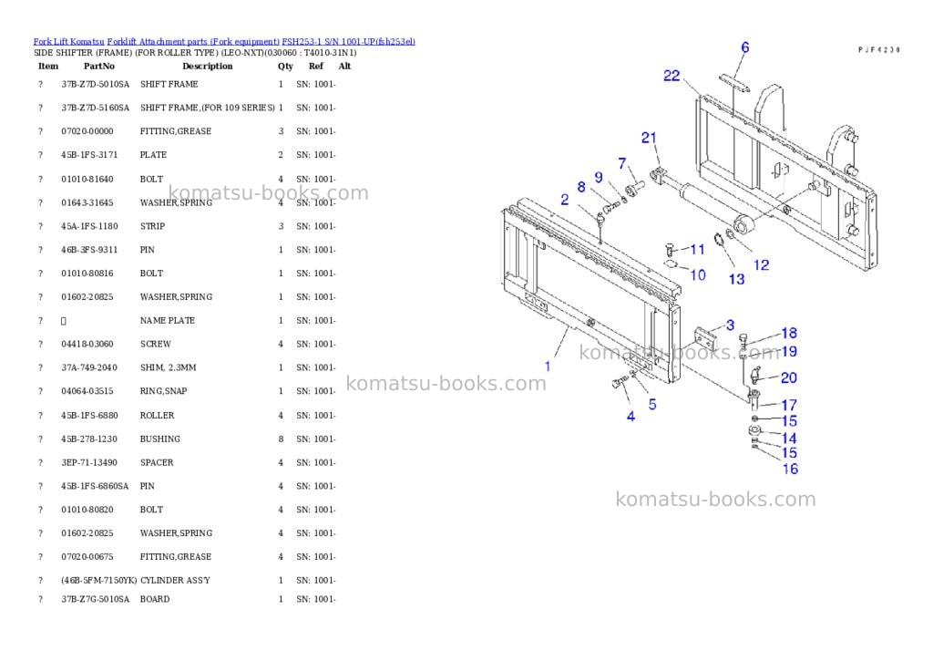 Komatsu fsh253-1 s/n 1001-up Parts catalog cover Page 5 Komatsu fsh253-1 s/n 1001-up Parts catalog cover Page 5