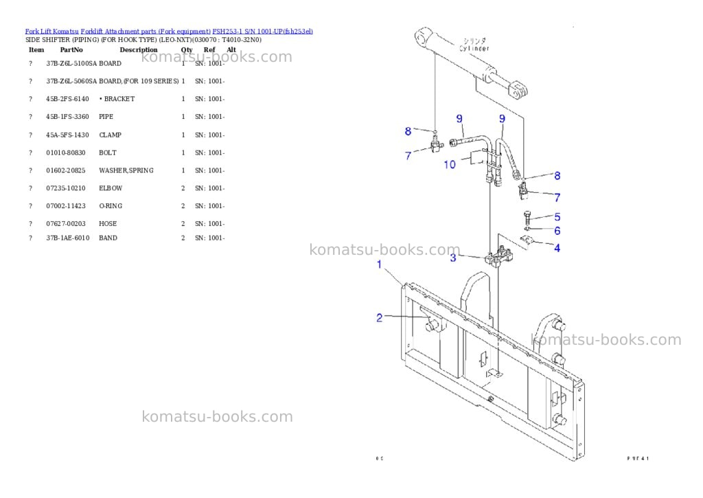Komatsu fsh253-1 s/n 1001-up Parts catalog cover Page 6 Komatsu fsh253-1 s/n 1001-up Parts catalog cover Page 6