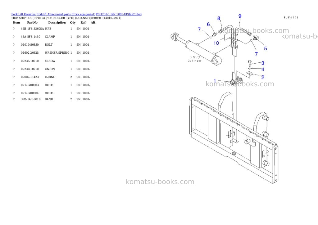 Komatsu fsh253-1 s/n 1001-up Parts catalog cover Page 7 Komatsu fsh253-1 s/n 1001-up Parts catalog cover Page 7