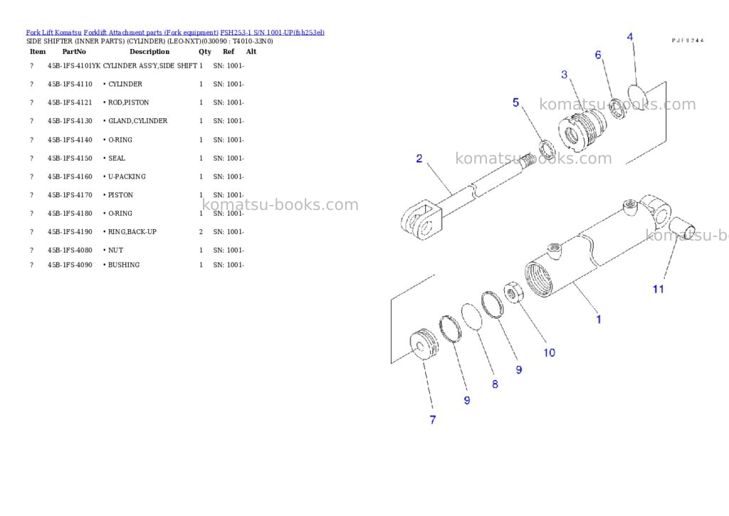 Komatsu fsh253-1 s/n 1001-up Parts catalog cover Page 8 Komatsu fsh253-1 s/n 1001-up Parts catalog cover Page 8