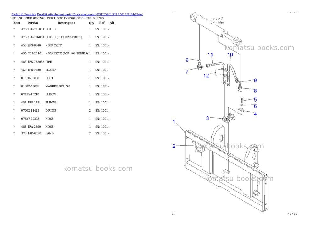 Komatsu fsh254-2 s/n 1001-up Parts catalog cover Page 2
