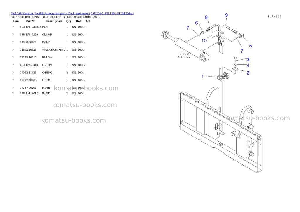 Komatsu fsh254-2 s/n 1001-up Parts catalog cover Page 3