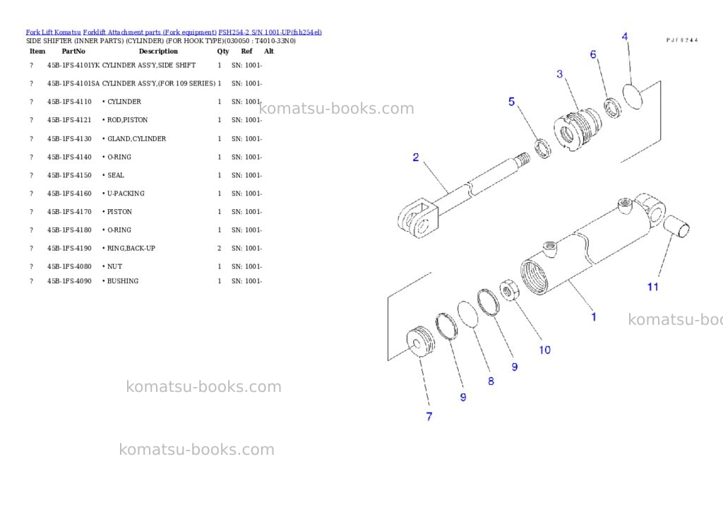 Komatsu fsh254-2 s/n 1001-up Parts catalog cover Page 4