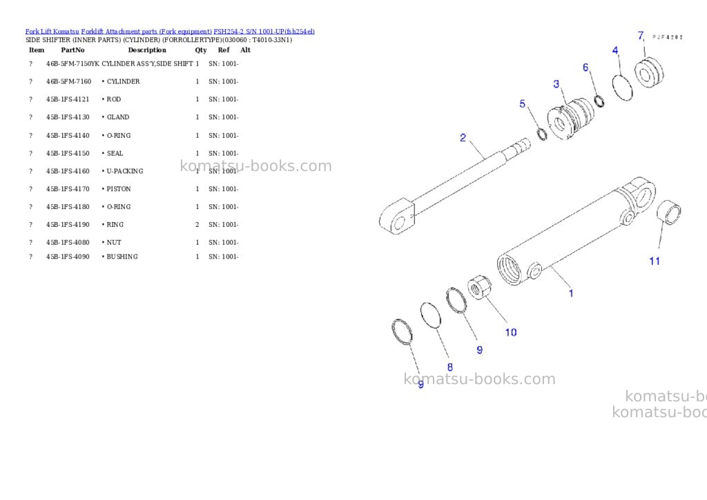 Komatsu fsh254-2 s/n 1001-up Parts catalog cover Page 5