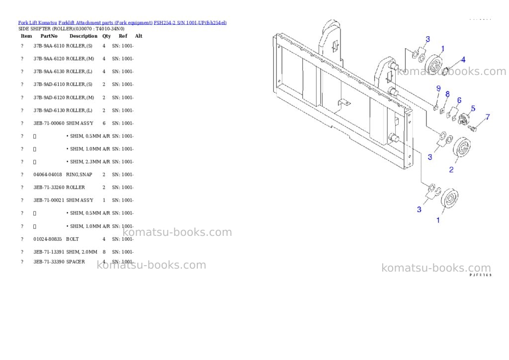 Komatsu fsh254-2 s/n 1001-up Parts catalog cover Page 6