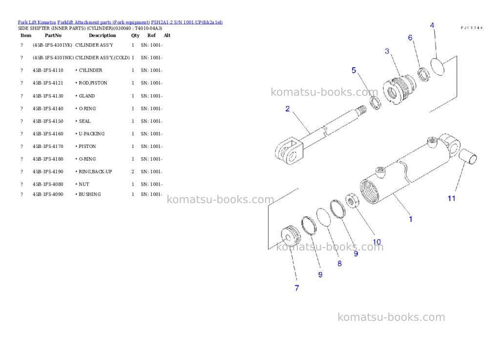 Komatsu fsh2a1-2 s/n 1001-up Parts catalog cover Page 3