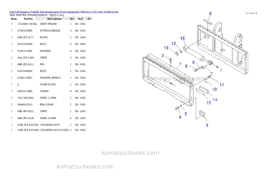 Komatsu fsh2a1-2 s/n 1001-up Parts catalog cover Page 5