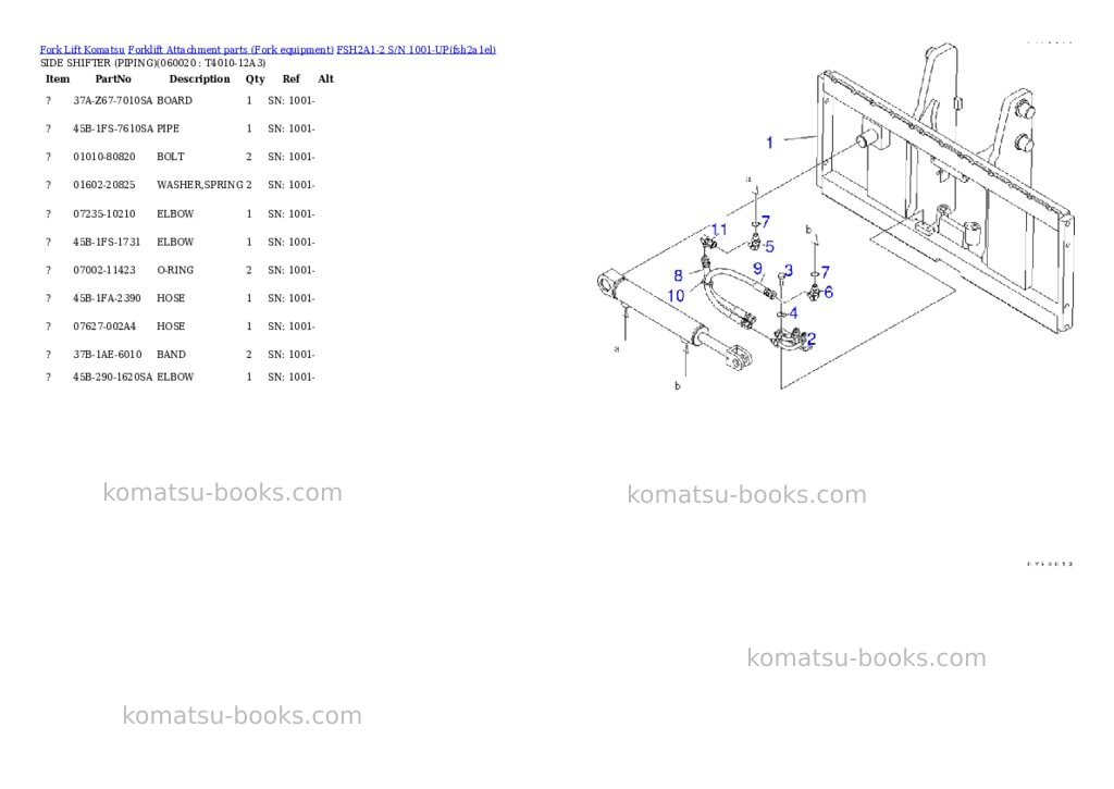Komatsu fsh2a1-2 s/n 1001-up Parts catalog cover Page 6