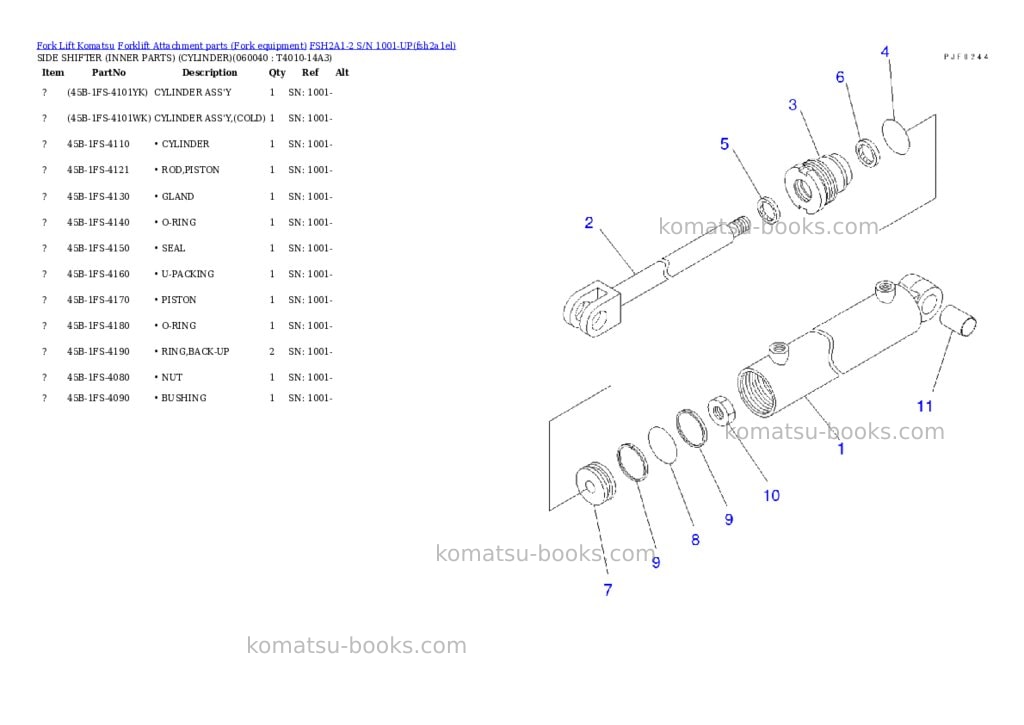 Komatsu fsh2a1-2 s/n 1001-up Parts catalog cover Page 8