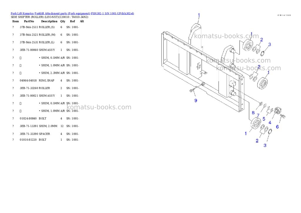 Komatsu fsh302-1 s/n 1001-up Parts catalog cover Page 3