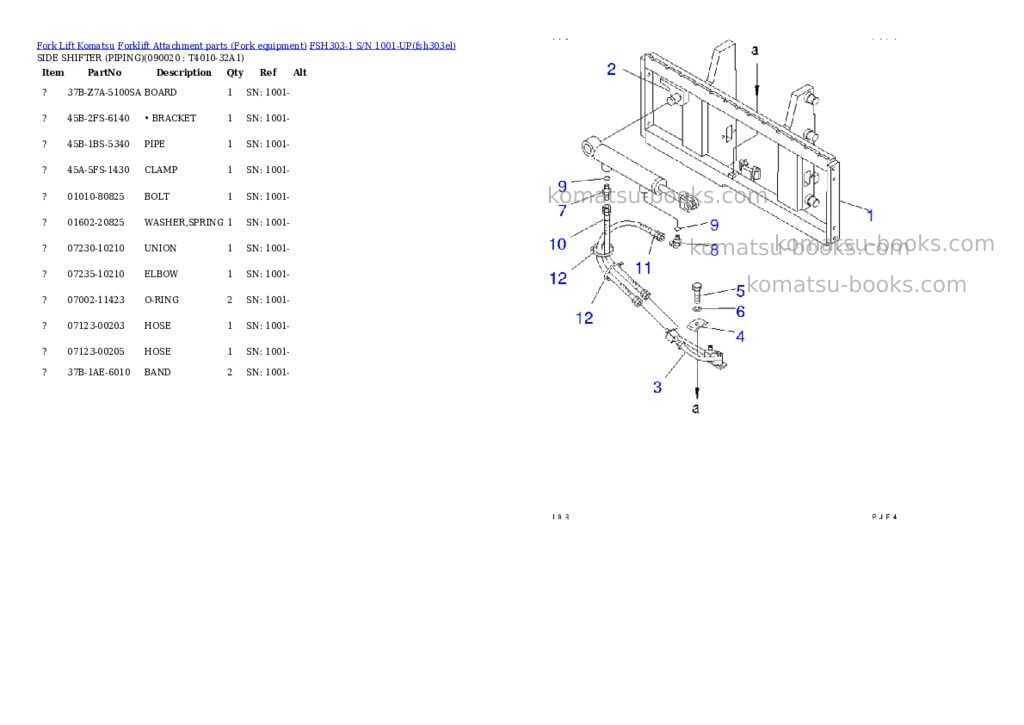 Komatsu fsh303-1 s/n 1001-up Parts catalog cover Page 10 Komatsu fsh303-1 s/n 1001-up Parts catalog cover Page 10