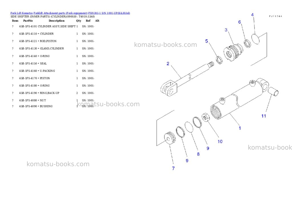 Komatsu fsh303-1 s/n 1001-up Parts catalog cover Page 11 Komatsu fsh303-1 s/n 1001-up Parts catalog cover Page 11