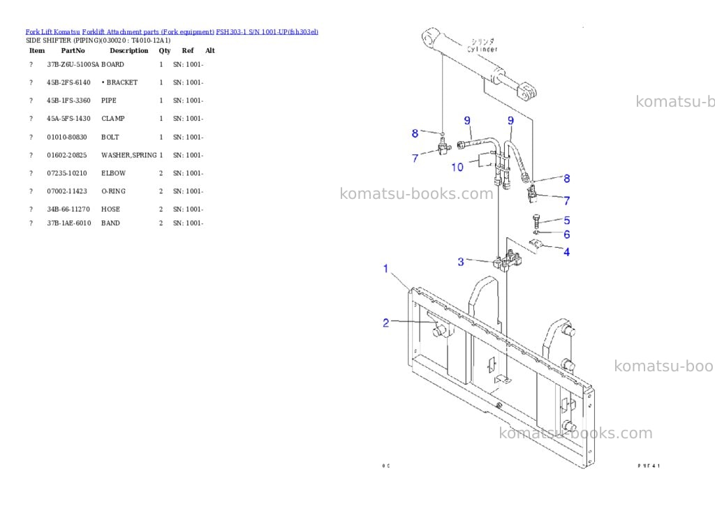 Komatsu fsh303-1 s/n 1001-up Parts catalog cover Page 2 Komatsu fsh303-1 s/n 1001-up Parts catalog cover Page 2