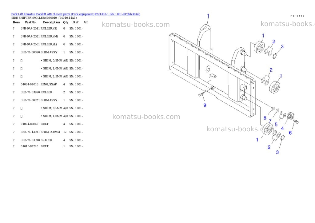 Komatsu fsh303-1 s/n 1001-up Parts catalog cover Page 4 Komatsu fsh303-1 s/n 1001-up Parts catalog cover Page 4