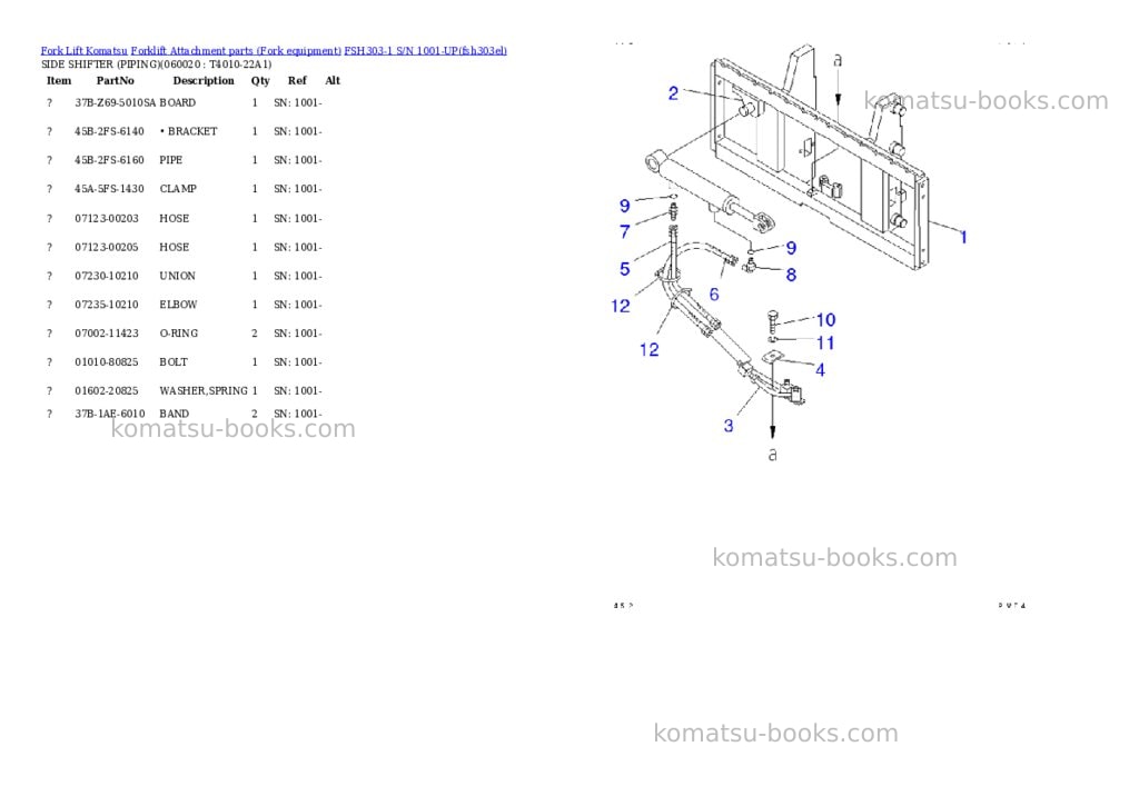 Komatsu fsh303-1 s/n 1001-up Parts catalog cover Page 6 Komatsu fsh303-1 s/n 1001-up Parts catalog cover Page 6