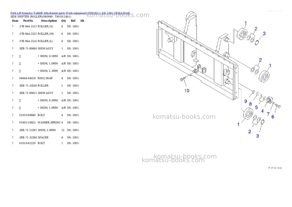 Komatsu fsh303-1 s/n 1001-up Parts catalog cover Page 8 Komatsu fsh303-1 s/n 1001-up Parts catalog cover Page 8