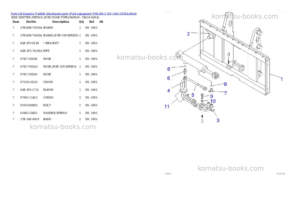 Komatsu fsh304-2 s/n 1001-up Parts catalog cover Page 10