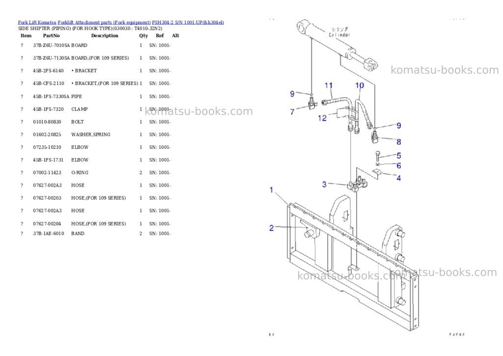 Komatsu fsh304-2 s/n 1001-up Parts catalog cover Page 2
