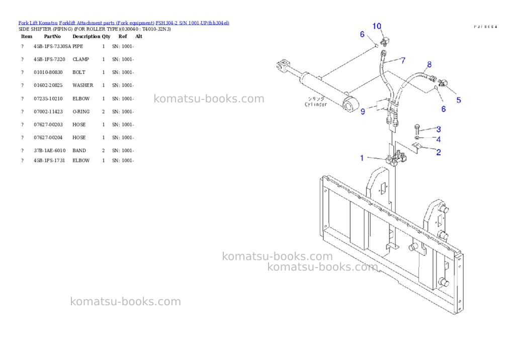Komatsu fsh304-2 s/n 1001-up Parts catalog cover Page 3