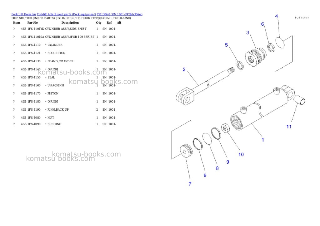 Komatsu fsh304-2 s/n 1001-up Parts catalog cover Page 4