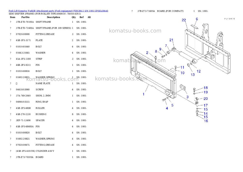 Komatsu fsh304-2 s/n 1001-up Parts catalog cover Page 8