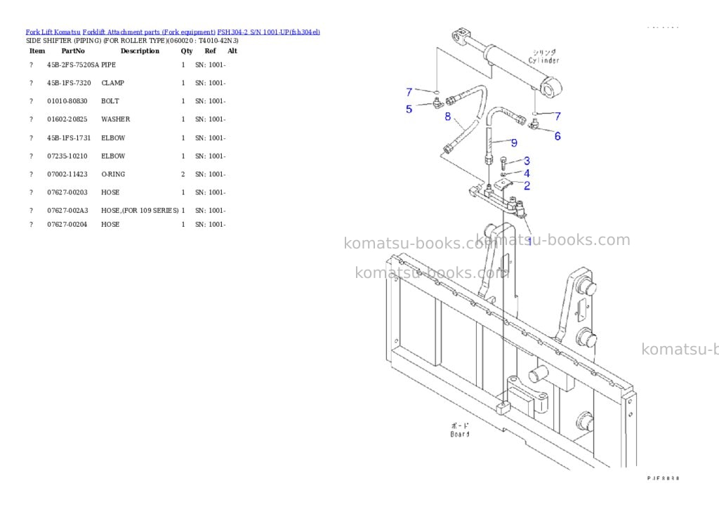 Komatsu fsh304-2 s/n 1001-up Parts catalog cover Page 9