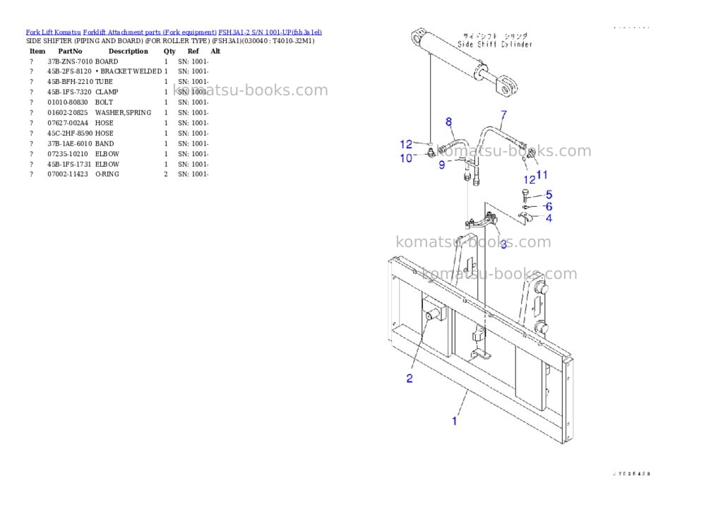 Komatsu FSH3A1-2 S/N 1001-UP Parts catalog cover Page 3