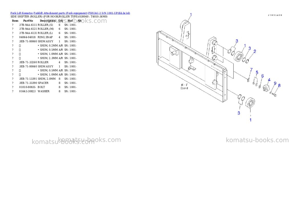 Komatsu FSH3A1-2 S/N 1001-UP Parts catalog cover Page 5