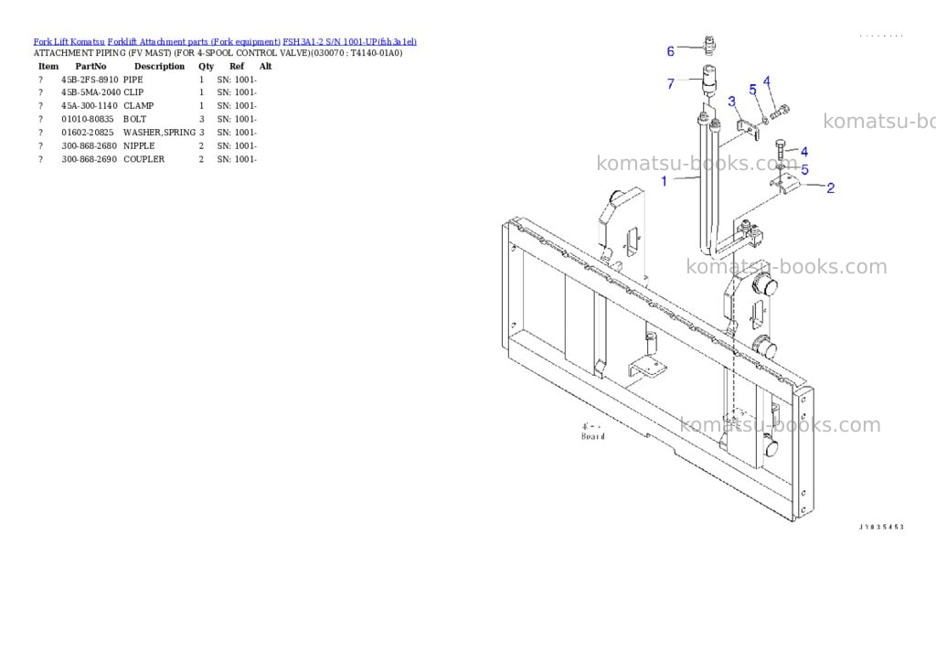 Komatsu FSH3A1-2 S/N 1001-UP Parts catalog cover Page 6