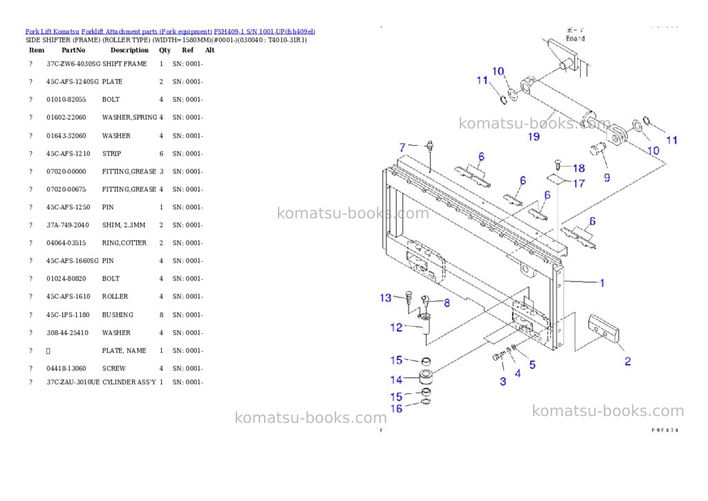 Komatsu fsh409-1 s/n 1001-up Parts catalog cover Page 3
