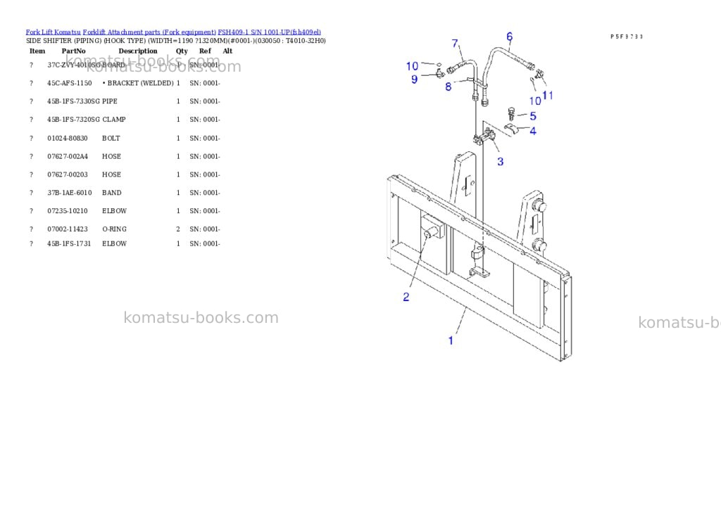 Komatsu fsh409-1 s/n 1001-up Parts catalog cover Page 4