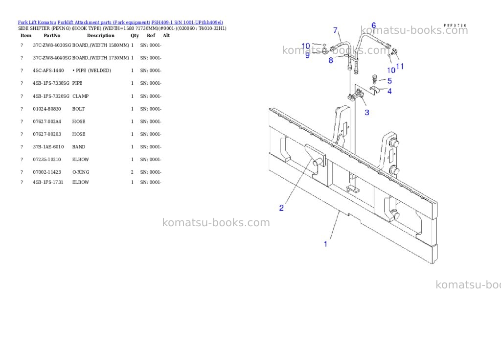 Komatsu fsh409-1 s/n 1001-up Parts catalog cover Page 5