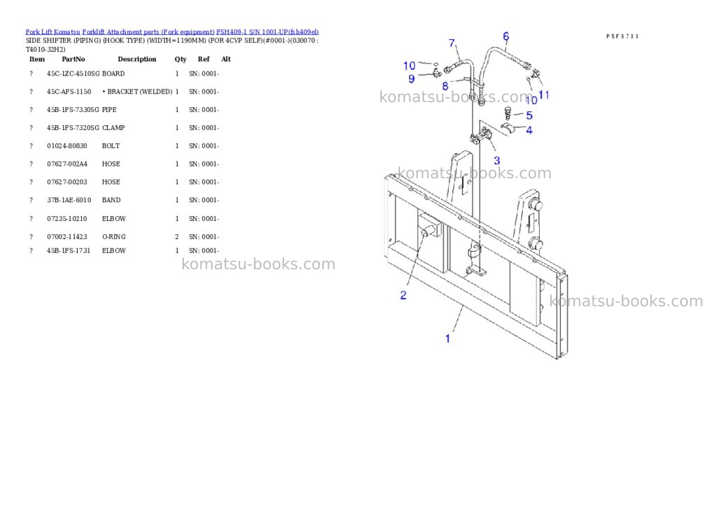 Komatsu fsh409-1 s/n 1001-up Parts catalog cover Page 6