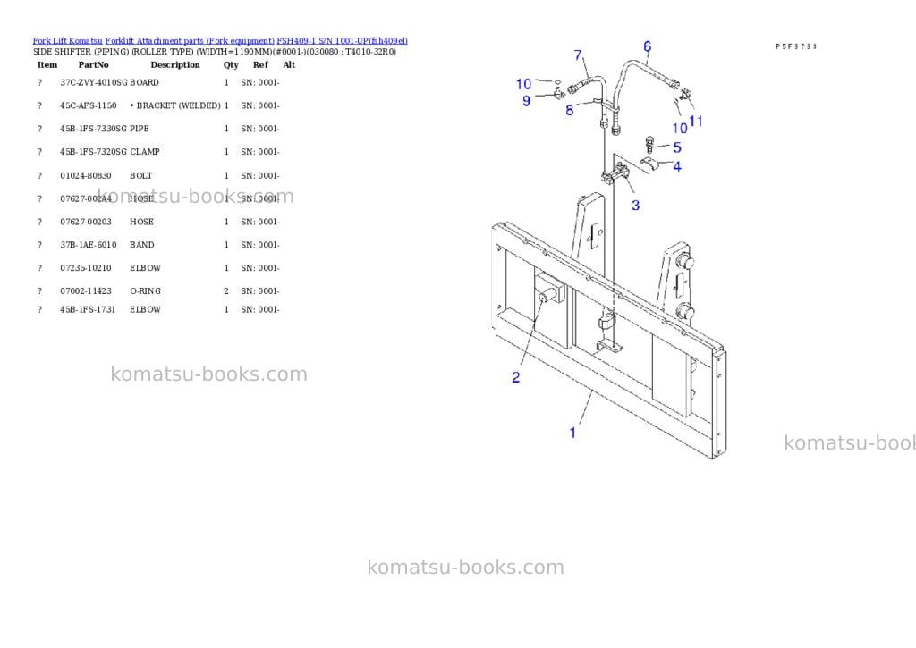 Komatsu fsh409-1 s/n 1001-up Parts catalog cover Page 7