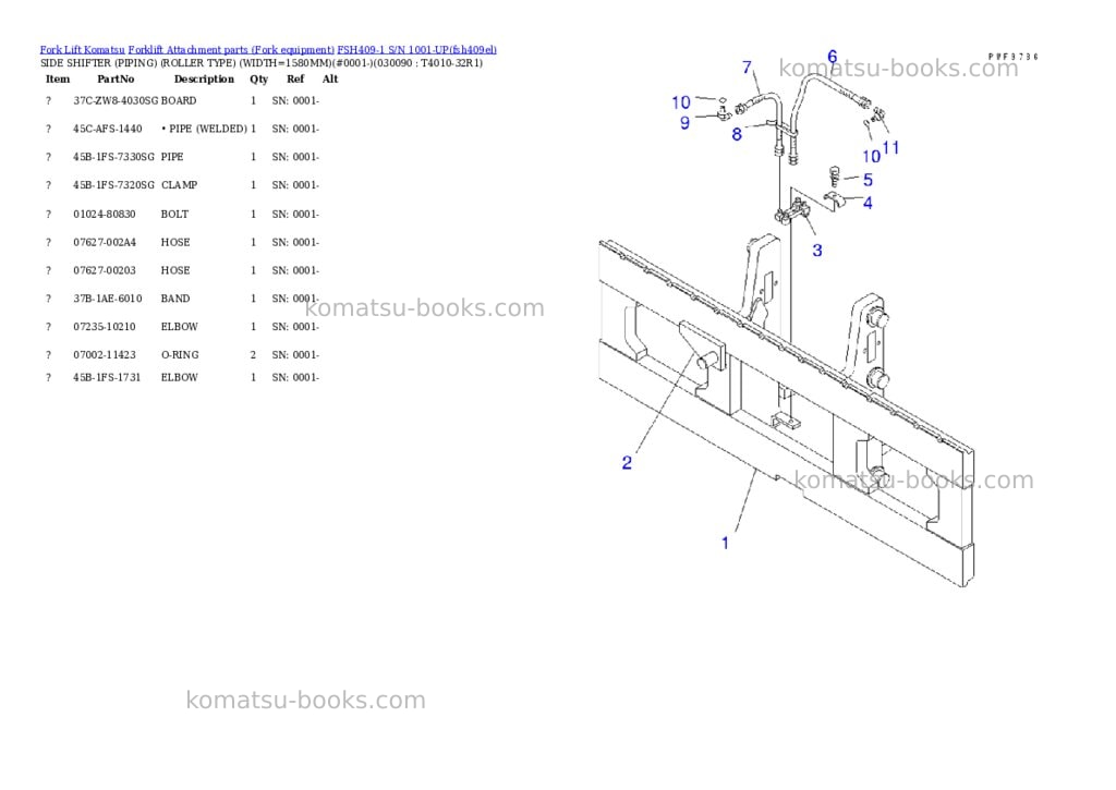 Komatsu fsh409-1 s/n 1001-up Parts catalog cover Page 8