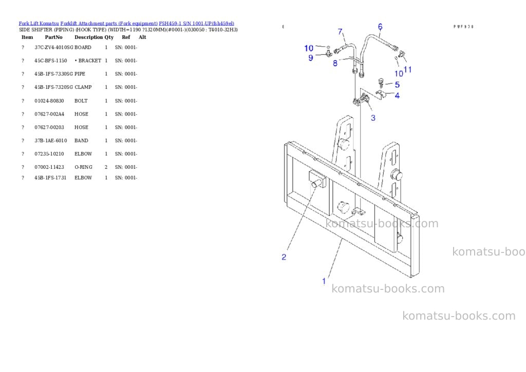 Komatsu fsh459-1 s/n 1001-up Parts catalog cover Page 4 Komatsu fsh459-1 s/n 1001-up Parts catalog cover Page 4