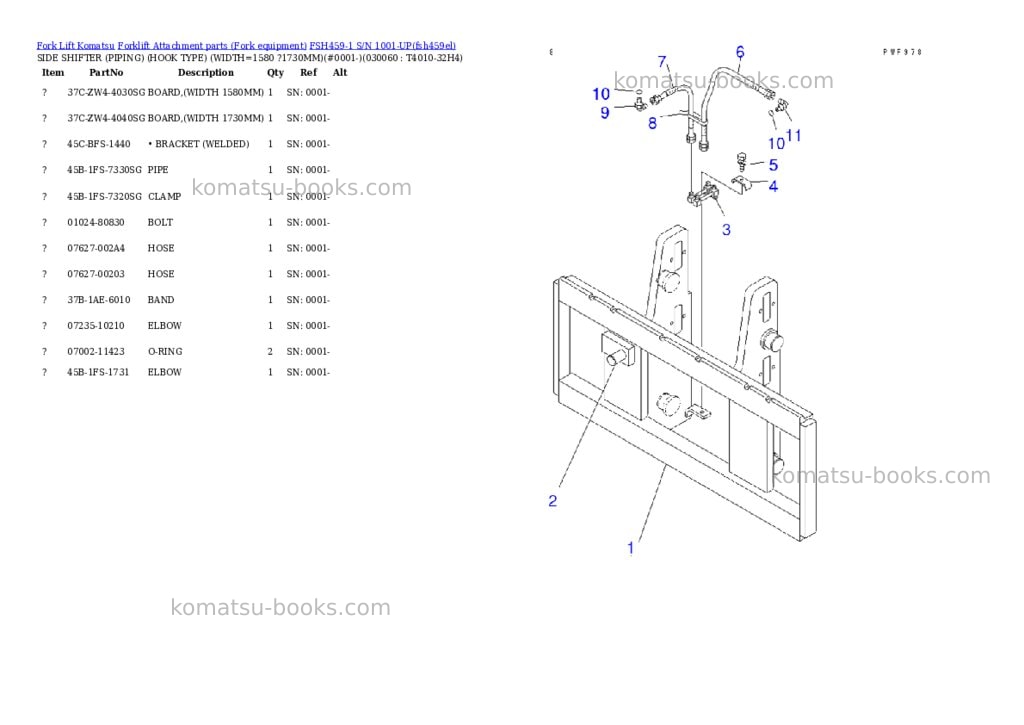Komatsu fsh459-1 s/n 1001-up Parts catalog cover Page 5 Komatsu fsh459-1 s/n 1001-up Parts catalog cover Page 5